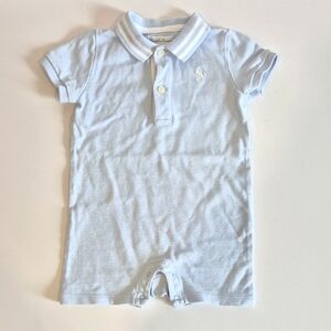 Ralph Lauren Blue Polo Romper 9m Short Sleeves